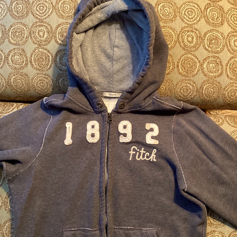 Charcoal gray Abercrombie Kids  brand zip up hoodie. Vintage style. Size XL